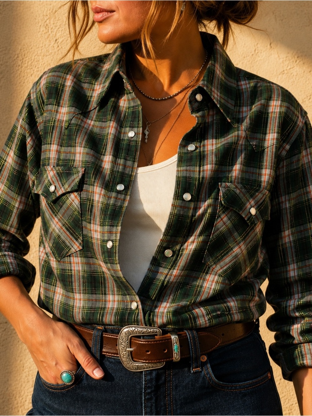 Vintage Dee Cee Rangers Western Pearl Snap Shirt Made USA Plaid